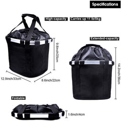 KUTKUT Bike Basket, Quick Release Bicycle Handlebar Front Basket, Removable Small Pet Cat Dog Carrier, Folding Detachable Easy Install Quick Released Picnic Shopping Bag Max.Bearing: 5Kg 