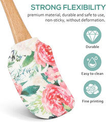 EZYHOME 2Pcs Cake Cream Spatula, Silicone Floral Cake Scrapers Cake Accessories Butter Scrapers Baking Spatulas for Kitchen Reusable Butter Scrapers Professional Baking Scrapers Tools (30cm *6 cm)