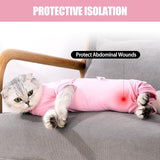 KUTKUT Cats Recovery Suit, Kitten Recovery Onesie Female Cats Abdominal Wounds Bandages Cone E-Collar Alternative After Surgery, Cat Spay Bodysuit for Male Female Cats (Pink)