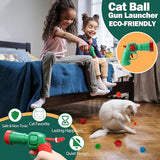KUTKUT 51Pcs Cat Toy Ball Launcher Gun, Cat Balls Fetch Toy, 50 Pompoms and 1 cat Balls launcher ,Cute Kitten Kitty Toys, Pet Ball Shooter for Training and Playing