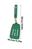 EZYHOME 600°F Heat Resistant Silicon Slotted Turner - Non Stick, Non Scratch Thin Spatula Reinforced Stainless Steel Core - BPA Free & Dishwasher Safe Kitchen Utensil (Green)