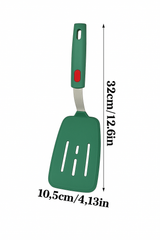 EZYHOME 600°F Heat Resistant Silicon Slotted Turner - Non Stick, Non Scratch Thin Spatula Reinforced Stainless Steel Core - BPA Free & Dishwasher Safe Kitchen Utensil (Green)