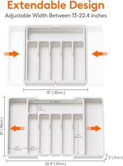 EZYHOME Silverware Drawer Organizer, Adjustable Space for Knifes, Spoons, Forks. Sleek & Space-Saving Silverware Organizer for an Organized Kitchen.