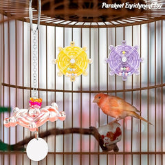 KUTKUT 3PCS Bird Toys for Parrots Colorful Bird Swivel Wheel Rotating Toys Parakeets Chewing Toys Interactive Spinner Rattle Parrot Toy Bird Toy Bird Cage Accessories for Small Medium Birds