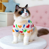 KUTKUT Cute Heart Pattern Small Dog Cat Sweater-Soft Knit Acrylic Wool Pullover For Small Pets- Warm Winter Clothes For ShihTzu, Poodle, Pug etc
