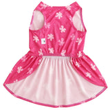 KUTKUT Cute Pink Floral Small Dog Cat Girl Dress With Pretty Satin Bow - Soft, Breathable & Lightweight Pet Apparel For ShihTzu, Maltese, Poodles, Cats, Puppies Summer Party Dress