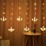 EZYHOME Diwali Light for New Year and Christmas - 6 Chandelier LED Curtain String Lights with Different Flashing Modes for Home Decoration (Warm White)