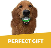 KUTKUT Funny Dog Teeth Ball for Dogs, Fun Pet Toy with Human Smile Design and Squeaker, Nontoxic for Puppy Small Medium Or Large Doggies Tooth Chew Toy, Squeaky Dog Ball Smiling Dog Ball-Squeaky-kutkutstyle