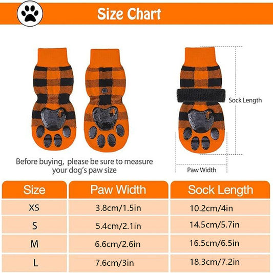 KUTKUT Anti Slip Dog Socks for Hot/Cold Pavement, Halloween Fall Dog Paw Protectors to Prevent Licking Paws, Non Slip Anti Twist Small Medium Large Senior Dogs Socks for Hardwood Floors