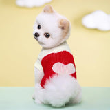 KUTKUT 2Pcs Small Dog Sweaters,Warm Turtleneck Knitted Girl Dog Clothes, Cute Heart Pet Knitwear Soft Puppy Pullover Vest Outfits - kutkutstyle