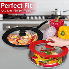 EZYHOME 2Pack Universal Lid for Pots and Pans,Heat-Resistant Tempered Glass Frying Pan Lid, One Size Fits All, Frying Cooking Pans Cover, Silicone Rubber Pot Lid (20/22/24 & 24/26/28cm) - kut