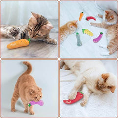 KUTKUT 5Pcs Bite Resistant Catnip Toys, Farm Theme Catnip Toys Filled Cat Teething Chew Toy, Interactive Kitten Exercise Kicker Toys for Indoor Cats, Cat Pillow Toys