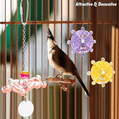 KUTKUT 3PCS Bird Toys for Parrots Colorful Bird Swivel Wheel Rotating Toys Parakeets Chewing Toys Interactive Spinner Rattle Parrot Toy Bird Toy Bird Cage Accessories for Small Medium Birds