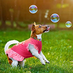 KUTKUT 2 Pieces Dog Cat Dresses for Small Dogs Cute Girl Female Dog Cat Dress Mommy Puppy Shirt Skirt Doggie Dresses Pet Summer Clothes Apparel for Yorkii, Maltese and Other Small Dogs - kutk