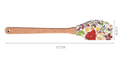 EZYHOME Silicone Spatula with Wood Handle Heat Resistant, Baking, cooking and Mixing Spatulas, Floral Pattern Modern Farmhouse Kitchen Décor, Gift for Chef, Cooks, Housewarming Gift (30cm *6 cm)