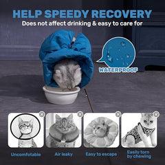 KUTKUT Cat Recovery Collar, Soft Adjustable Cat Cone Alternative, Lightweight Fasteners Collars for Cats Kittens Puppies, After Stop Licking and Daily Use (Lake Blue)