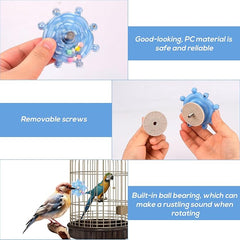 KUTKUT 3PCS LoveBird Toys for Parakeets Colorful Bird Swivel Wheel Rotating Toys Parrot Chewing Toys Interactive Spinner Rattle Parrot Toy Bird Toy Bird Cage Accessories