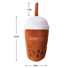 KUTKUT 2 Pack Squeaky Dog Toys, Non-Toxic and Safe Chew Toys for Puppy with Funny Food Hamburger Coffe Tumbler Shape, Durable Interactive Crinkle Plush Dog Toy for Small, Medium Dogs - kutkut