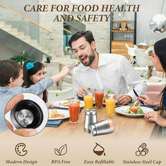 EZYHOME Silver Salt and Pepper Shakers Set, Salt and Pepper Dispenser with Glass Bottom, Cute Salt and Pepper Shakers for Silver Kitchen Decor and Accessories, Easy Filling