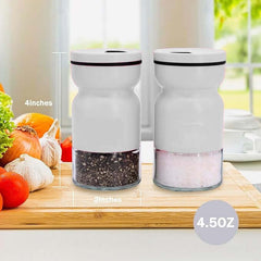 EZYHOME Salt and Pepper Shakers Set, Salt and Pepper Dispenser with Glass Bottom, Cute Salt and Pepper Shakers for White Kitchen Decor and Accessories, Easy Filling