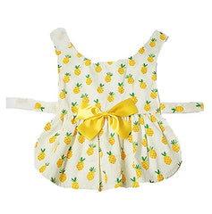 KUTKUT Lovely Floral Small Pet Frock | Summer Clothing for Shihtzu,Pug,Pomeranian Wedding Dress  Pack of 2 (Pineapple & Cherries) - kutkutstyle