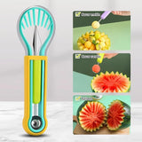 EZYHOME 4 in 1 Fruit Cutter Shapes, Multi-functional Watermelon melon baller scoop, Stainless Steel Slicing and Cutting Set for Cantaloupe, Dragon Fruit, Kiwi Fruit Fruit Slicer Kitchen Gadget