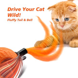 KUTKUT Interactive Cat Toy for Indoor Cats, Speedy Ball with Tail, Automatic Moving Cat Balls for Bored Indoor Adult Cats, 360°Automatic Rolling Ball Toy, Two Speed Adjustment (Orange)