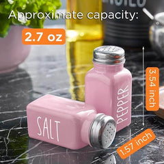 EZYHOME Teal Salt and Pepper Shakers Set - Red Kitchen Decor and Accessories for Home Restaurants Wedding - Glass Salt and Pepper Set for Cooking Table, RV, BBQ, Easy to Clean & Refill