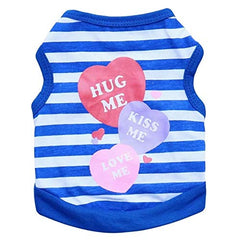 KUTKUT Combo of 2 Stripe Print Pet Vest Breathable Autumn,Spring & Summer Cotton Sleeveless Shirt for Small Dog and Cat (Size: L, Chest Girth 45cm, Neck Girth 32 cm, Back Length 35 cm) - kutk