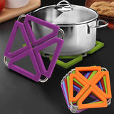EZYHOME 3Pcs Heat Resistant Food Grade Silicon Trivet Mat, Expendable Hot Pot Holder With Stainless Steel Frame Non- Slip Mat For Home Kitchen