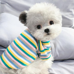KUTKUT Stripe Print Pet Vest Breathable Autumn, Spring & Summer Cotton Stretchable Shirt for Small Dogs Shihtzu, Bichon, Maltese etc and Cats - kutkutstyle