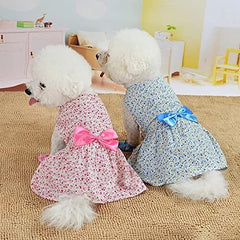 KUTKUT 2 Pack Elegant Floral Puppy & Cat Princess Dresses | Cute Bowknot Pet Flower Sundress Tutu Skirt Summer Cloth for Yorkii, Pomeranian, Shihtzu Pup etc - kutkutstyle