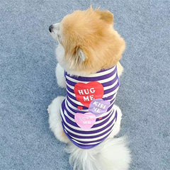 KUTKUT Combo of 2 Striped Print Pet Vest Breathable Autumn,Spring & Summer Puppy Cotton Sleeveless Shirt for Small Dog and Cat (Size: L, Chest Girth 45 cm, Neck Girth 32 cm, Back Length 35 cm