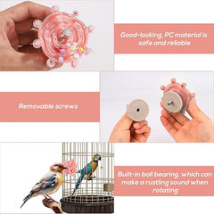 KUTKUT 2PCS Bird Toys for Parakeets Colorful Bird Swivel Wheel Rotating Toys Parrot Chewing Toys Interactive Spinner Rattle Parrot Toy Bird Toy Bird Cage Accessories for Small Medium Birds