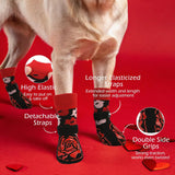 KUTKUT Dog Socks with Grips - Anti Slip Paw Socks for Dogs, Adjustable Stay-On Elastic Straps, Non-Skid Indoor Traction Socks for Small Medium Large Dogs, Puppies & Senior Dogs