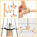 KUTKUT Spinning Bird Perch Stand Toy Natural Wood Interactive Exercise Wheel Parrot Perch Toys Bird Rotating Perch for Parrot Parakeets Budgies Lovebirds Finch Conures