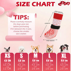 KUTKUT Anti-Slip Small Dog Socks with Grips for Hardwood Floors - Adjustable Dog Paw Socks with Elastic Straps, Non - Skid Traction for Small Medium Dogs, Puppy & Senior Socks