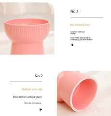 KUTKUT 2 Pcs Ceramic Cat Food Or Water Bowl, Raised Dog Feeder Dishes with Stand, Elevated Pet Food Bowl for Cats and Small Dogs, Stress Free Backflow Prevention, Anti Vomiting - kutkutstyle