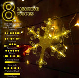 EZYHOME Diwali Light - 8 Modes Waterproof 136 LED Diwali Window Curtain String Lights | Christmas Fairy Hanging Light for Indoor Outdoor (Snowflake Style)