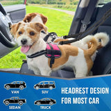 KUTKUT Double Dog Seat Belt, Dual Pet Car Headrest Restraint Safety Seatbelt No Tangle Dog Leash Duty Adjust Elastic Bungee Lead Splitter Connect Harness in Vehicle Travel for 2 Dogs (Black)