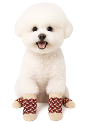 KUTKUT Anti-Slip New Born Puppy Socks with Paw Pattern | Pet Paw Protector Small Puppy Socks with 1 Pair pack of 4 Pieces Adjustable Straps | Socks for Small Puppies, Kitten