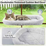 KUTKUT Cat Window Perch, Cat Hammock for Window Seat with Cozy Pad Bed Cover for Indoor Cats, Durable Metal Frame Support Cat Bed with 4 Suction Cups, Cat Beds For Indoor Cats