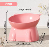 KUTKUT Dog Cat Food Bowl, Anti Vomiting Tilted Raised 15 Degrees Elevated Pet Bowls Raised Whisker Friendly Cat Dish Plastic Slanted Stand for Indoor Pet Food Water Feeder