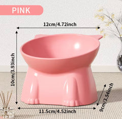 KUTKUT Dog Cat Food Bowl, Anti Vomiting Tilted Raised 15 Degrees Elevated Pet Bowls Raised Whisker Friendly Cat Dish Plastic Slanted Stand for Indoor Pet Food Water Feeder