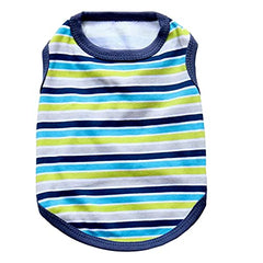 KUTKUT Combo of 2 Striped Print Pet Vest Breathable Autumn,Spring & Summer Puppy Cotton Sleeveless Shirt for Small Dog and Cat (Size: L, Chest Girth 45 cm, Neck Girth 32 cm, Back Length 35 cm