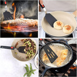 EZYHOME 600°F Heat Resistant Silicon Slotted Turner - Non Stick, Non Scratch Thin Spatula Reinforced Stainless Steel Core - BPA Free & Dishwasher Safe Kitchen Utensil (Dark Grey)