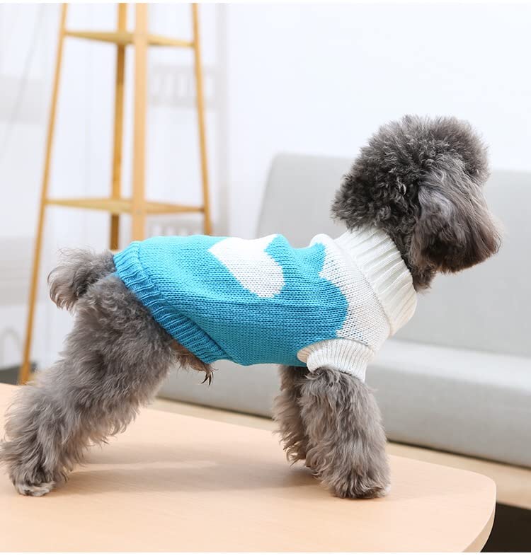 KUTKUT 2 Pcs Small Dogs Pullovers,Winter Warm Turtleneck Knitted Girl Dog Clothes,Cute Knitwear Soft Puppy Sweaters Vest Outfits - kutkutstyle