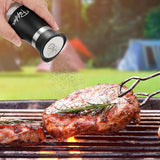 EZYHOME Salt and Pepper Shakers Set with Holder,Red Kitchen Decor and Accessories Farmhouse Gadgets Table Housewarming Gift Christmas Decor Refillable Design (Black)