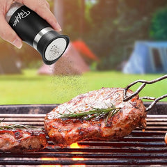 EZYHOME Salt and Pepper Shakers Set with Holder,Red Kitchen Decor and Accessories Farmhouse Gadgets Table Housewarming Gift Christmas Decor Refillable Design (Black)