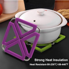 EZYHOME 3Pack Silicone Trivet Mat Expandable Hot Pot Holder With Stainless Steel Frame Heat Resistant Insulated Hot Pads Coasters Table Dish Mat Tableware Placemat for Hot Pans Bowls